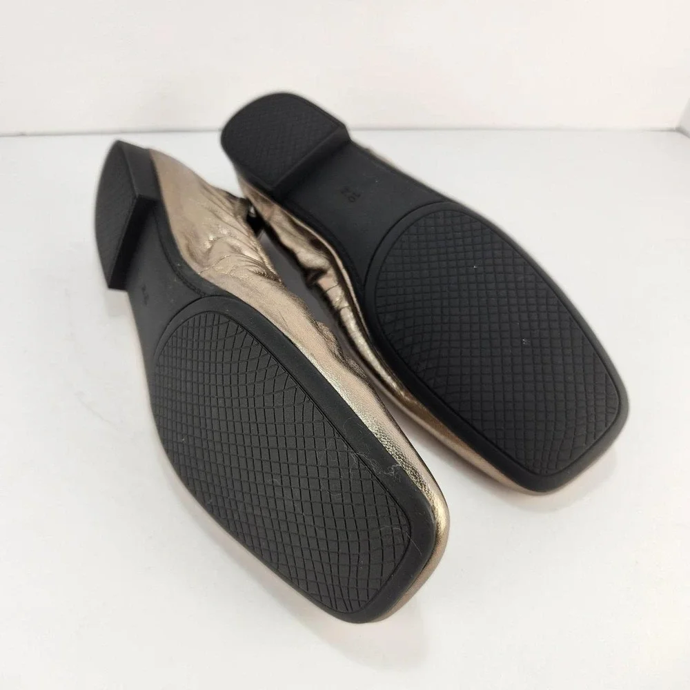 Vaneli Women's Ballet Flats Size 10N Bronze Metallic Leather Square Toe Slip On